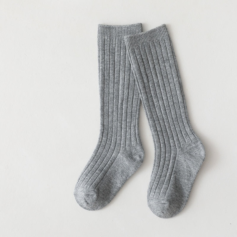 18 Colors New Solid Baby Boys Girls Knee High Long Socks Cotton Breathable Stripe Soft Kids Sock Children School Uniform Socks