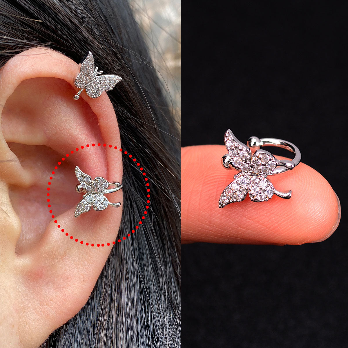 1pcs Simple Flower Shape Zircon Ear Cuff for Women Charming Crystal Clip on Earrings Earcuff Without Piercing Fashion Jewelry