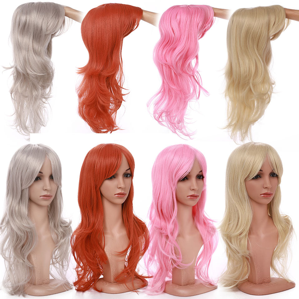 S-noilite Synthetic 28colors 22inch Loose Wave Wigs Halloween Cosplay Wig Blue Red Pink Grey Purple Hair Wig Cosplay for party