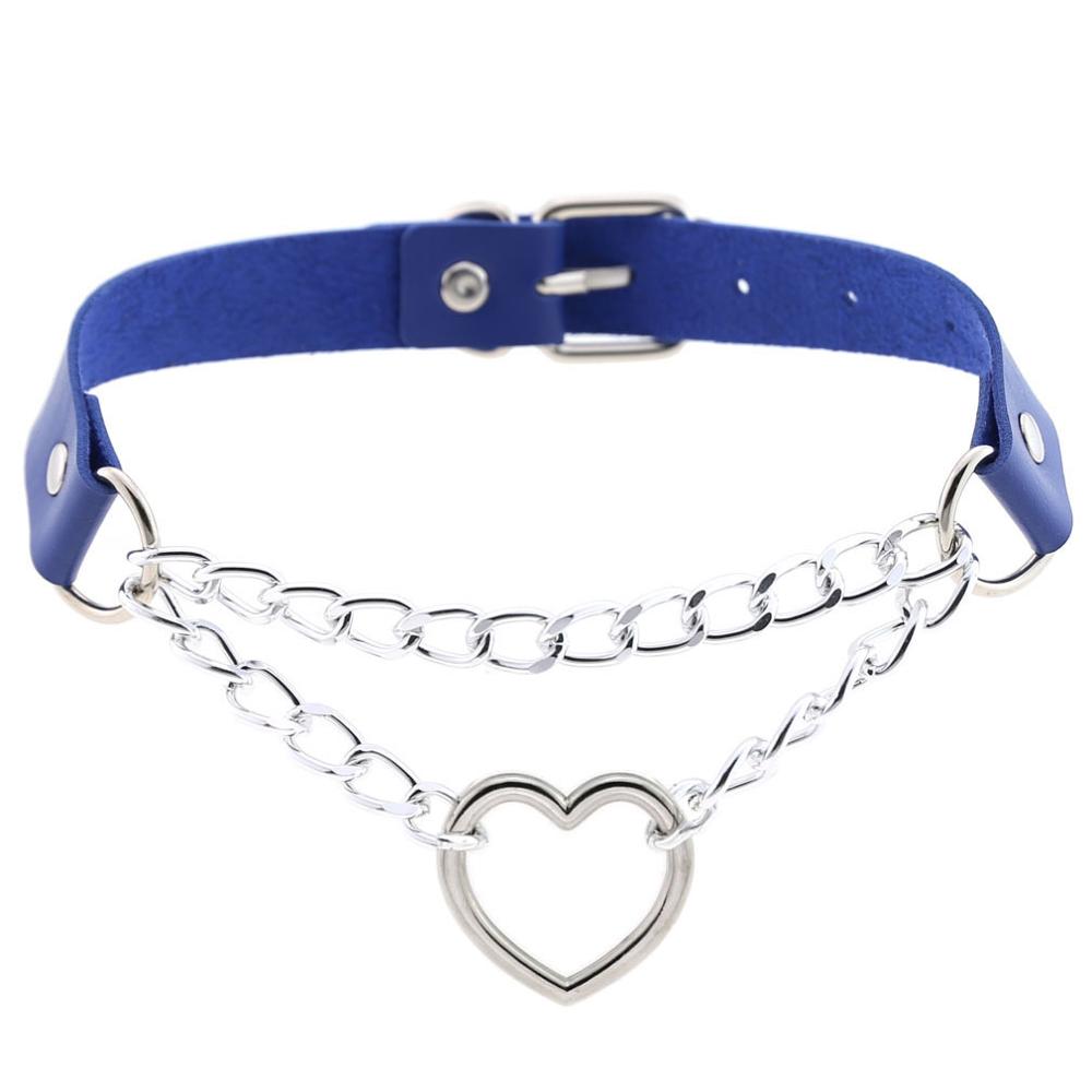 Heart Choker Goth Neck Chain Punk Collar For Women Girl Black Leather Chocker Kawaii Cosplay Jewelry Grunge Accessories