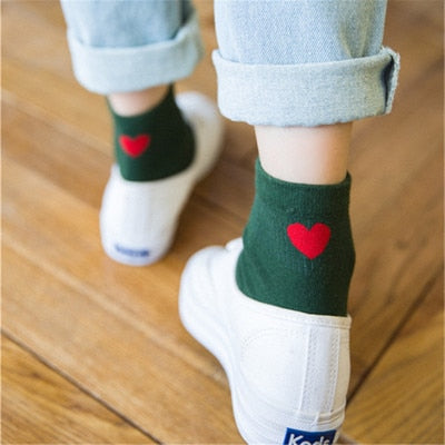 Women Socks 1 Pair Long Girls Cotton Colorful Novelty Women Fashion Heart Cute Lady Ankle Socks Korea Style Breathable Sweet