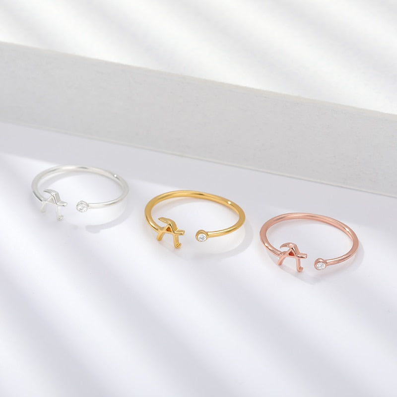 A-Z Initial Rings for Women Open Adjustable Stainless Steel Wedding Ring Trend Gold Color Couple Jewelry Accessories Gift