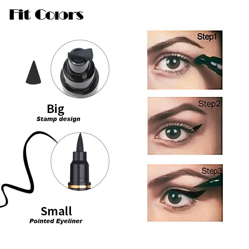 Big Seal Stamp Liquid Eyeliner Pen Waterproof Fast Dry Black Eye Liner Pencil With Eyeliner Cosmetic Double-ended Eyeliner