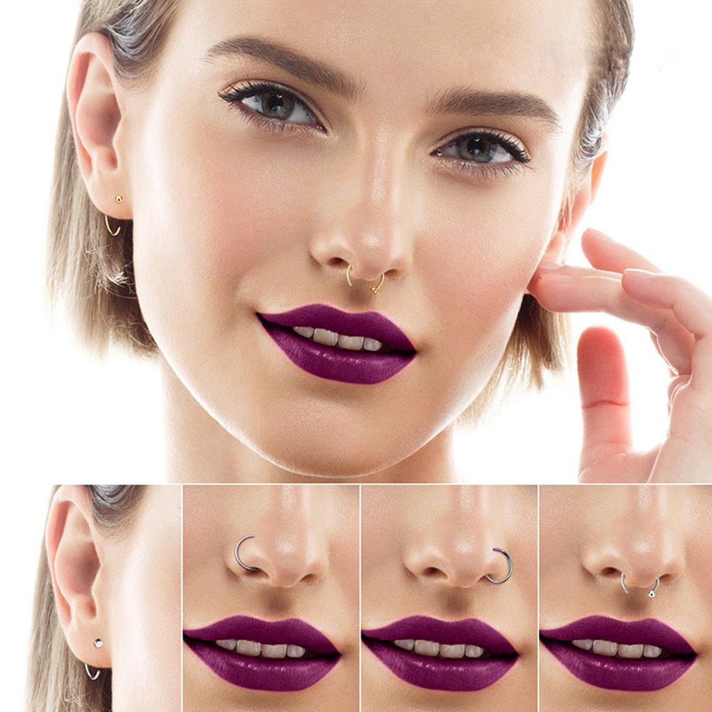 Fake Nose Ring Lip Ring C Clip Lip Piercing Burun Nose Rings Hoop Women Neuspiercing Body Jewelry Earrings