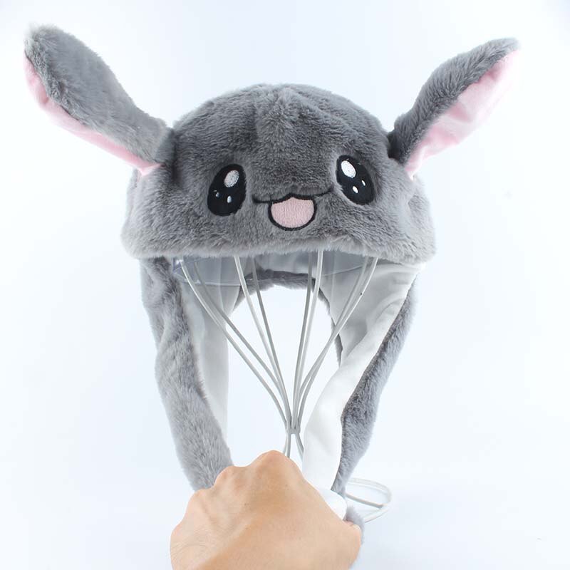 Rabbit Hat Moving Ears Cute Cartoon Toy Hat Kawaii Funny Hat Birthday Gift Bunny Plush Cap Winter Hat For Kids Adult Girlfriend
