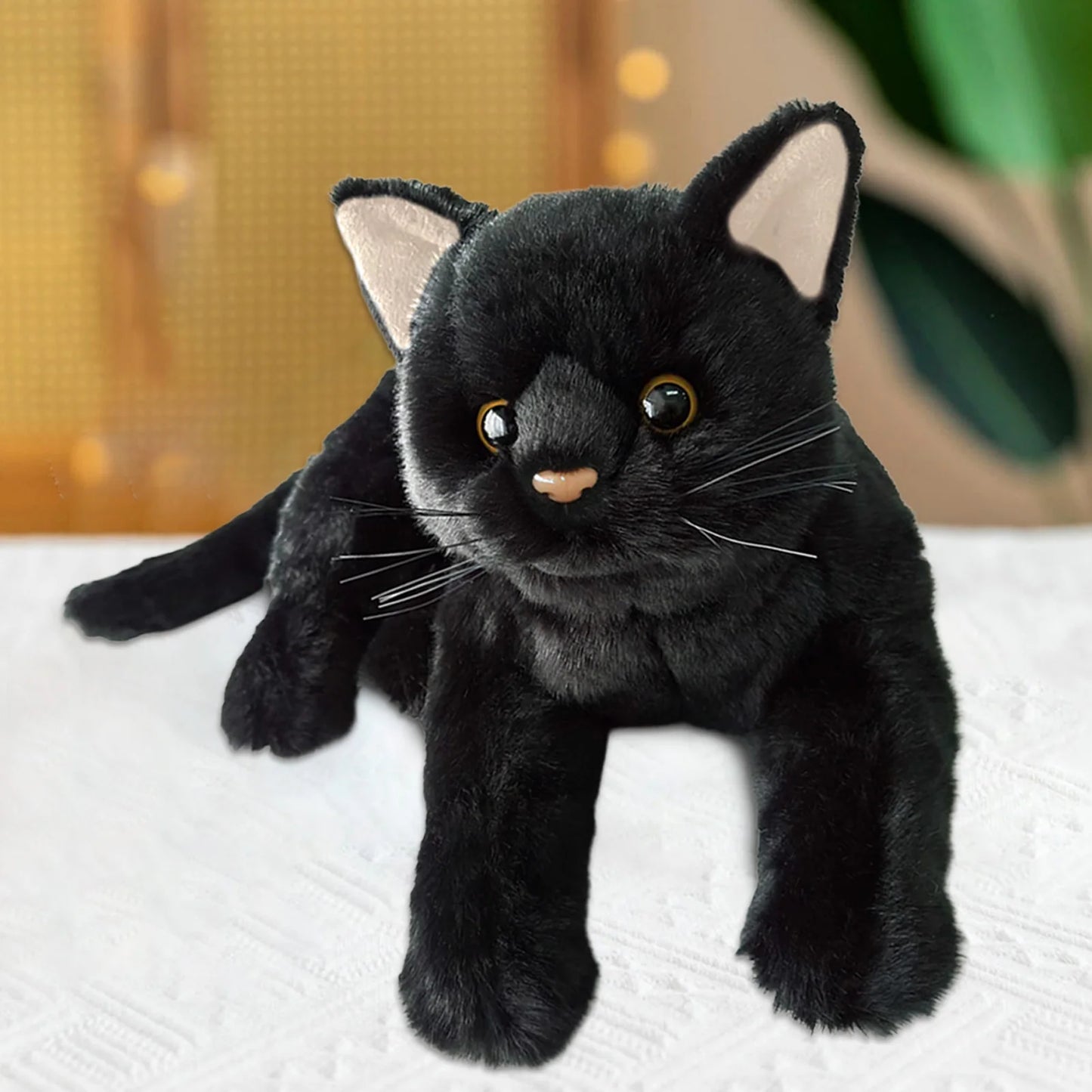 Black Cat Plush Toy 12-inch Soft Stuffed Kittens Cute Animal Doll For Girls Boys Kids Cat Plushies For Christmas Birthday Gift