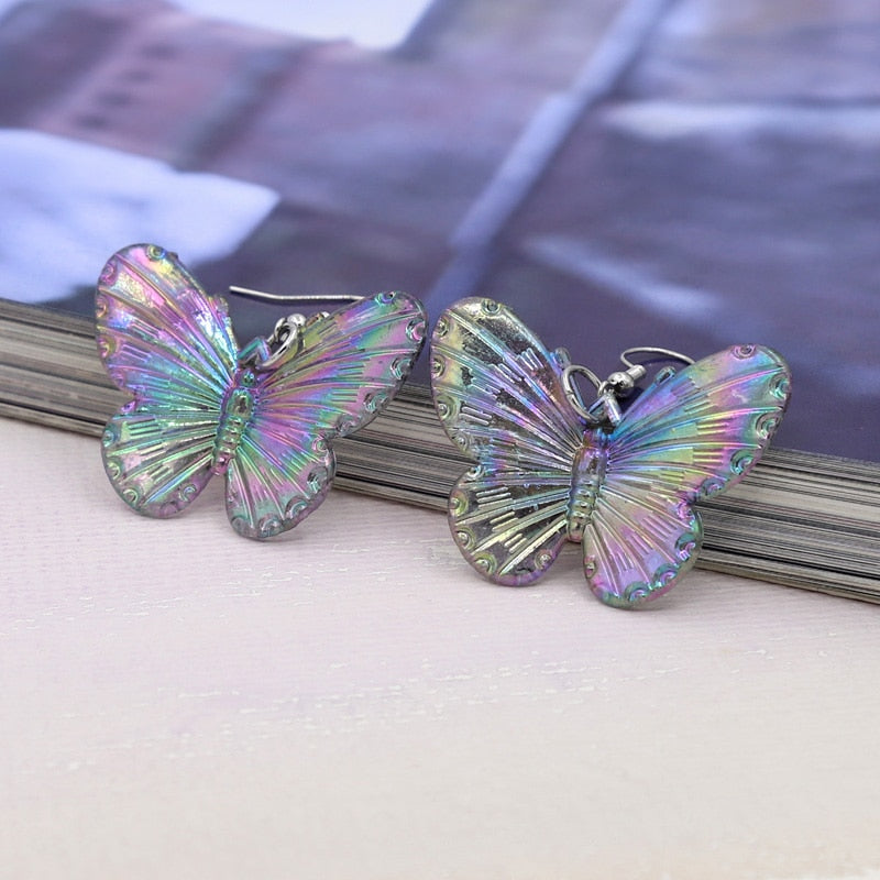 New Fashion Multicolor Butterfly Earrings Woman Jewelry Cute Colorful Acrylic Drop Earrings Accessories Gifts for Female Girl