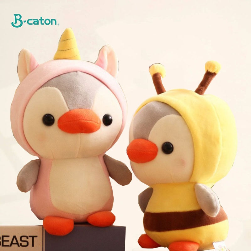 Kawaii Plush Toy Penguin Turn To Dinosaur Frog Unicorn Bee Stuffed Doll Cartoon Animal Birthday Christmas Gift for Kids Children