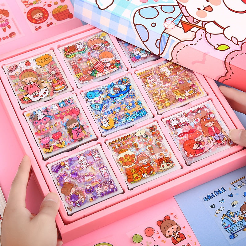 Mr. Paper 50Psc Bulk Cartoon Cute Stickers PET Waterproof Handbook Decoration Korean Stationery Kawaii Stickers for Kids Supplie