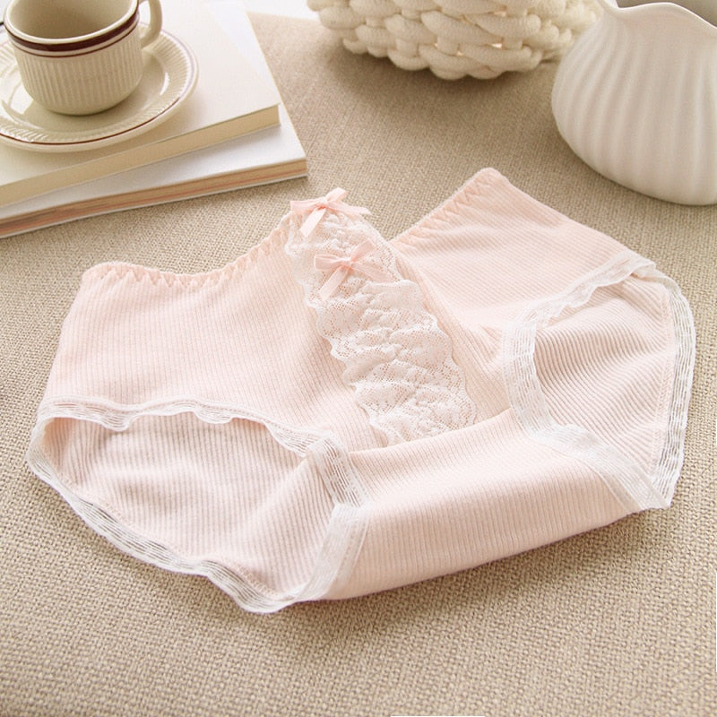 Cute Purple Ruffles Panties Bow Soft Cotton Girl Underwear Broken flower women's Lingerie
