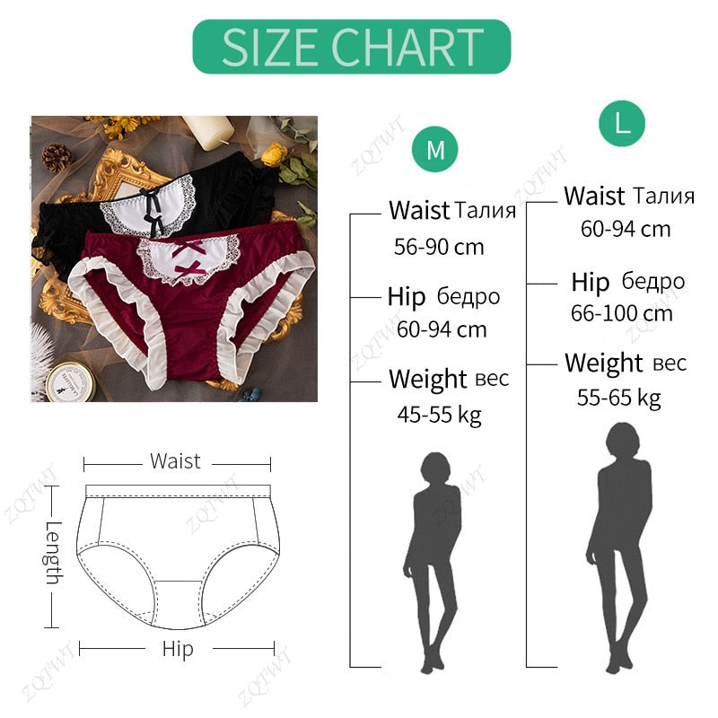 Ice Silk Lolita Lace Women Briefs Maid Cosplay Japanese JK Girls Panties Underwear Female Cute Bowknot Student Lingerie