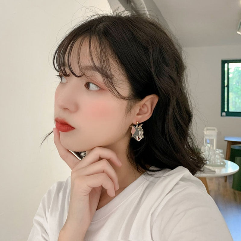 Funny Anime Original Earrings Fun Korean Fashion Designer Cartoon Hoop Aesthetic Summer Cute Kawaii Accessories Jewelry Women's