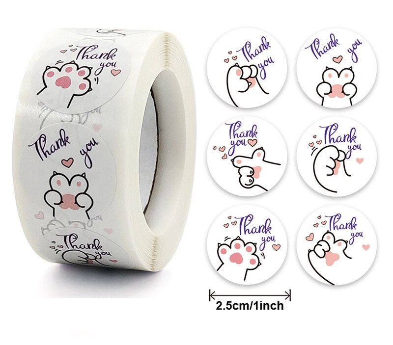 50-500PCS Cute Animal Gesture Thank You Stickers Aesthetic Labels Sealing Stationery Children's Decoration Scrapbooking Supply