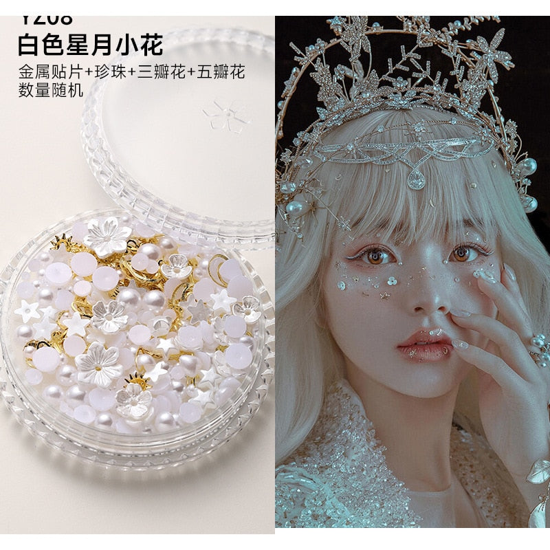 1Box Eyes Face Makeup Facial Decoration Patch Butterfly Diamond Pearl Adhesive Rhinestone Glitter Sequin DIY Nail Art Decoration