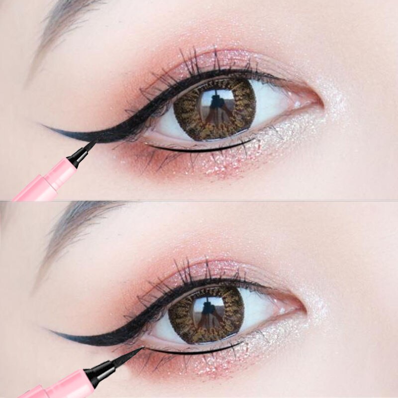 2 Colors Eyeliner Pen Quick Drying Waterproof Long Lasting Matte Eye Liner Smooth Easy To Color Liquid Eyeliner Makeup Cosmetics