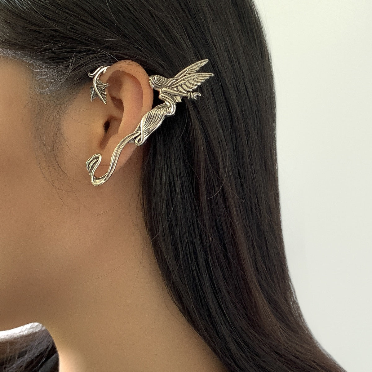 Punk Fairy Ear Cuff Goth Earring Dark Elf Ear Clip Earrings For Women Retro Silver Color Hip Hop Halloween Party Jewelry Gift