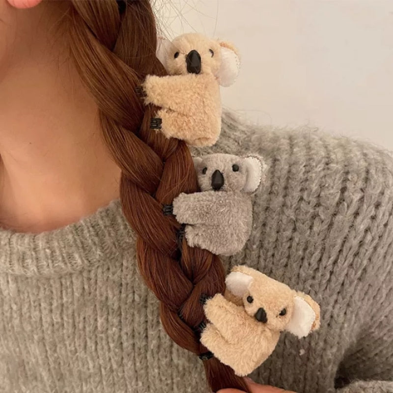 Plush Koala Bear Hair Decoration Hair Clips Hairpins Cute Animal hair Claw Clip for Girls Headwear Koala Barrettes Accessories