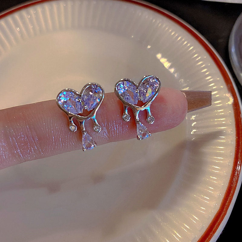 Goth Harajuku Fashion Pink Peach Heart Drop Pendant Earrings For Women Egirl Sweet Cool Aesthetic Y2K Accessories Jewelry
