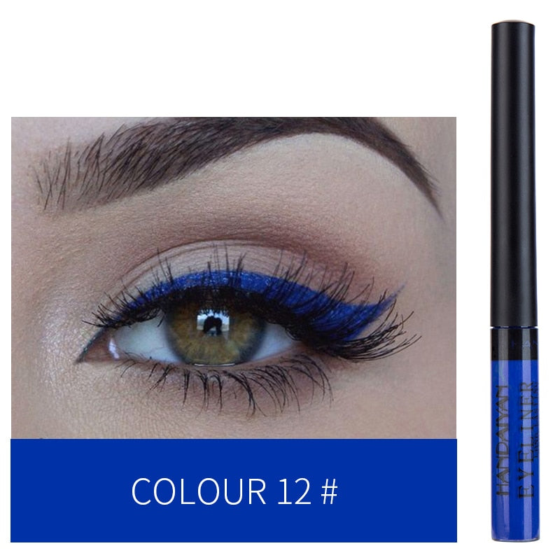 12 Colors Colorful Liquid Eyeliner Pencil Waterproof Long-Lasting Quick-Dry No Blooming Blue Pink Eye Liner Pen Cosmetics Tools