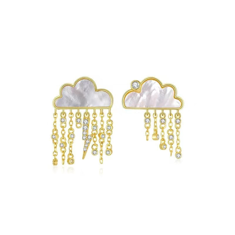 Original Cute Cloud Blue Rain Drop Dangle Earrings For Women Sweet White Glaze Charming Jewelry