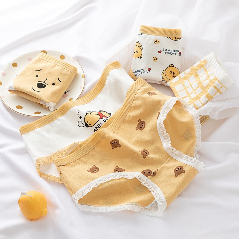 1pc 3pcs Set Japanese Style Cute Cotton Panties For Women Girls Cartoon Bear Cotton Panty Lingerie Briefs Underwear
