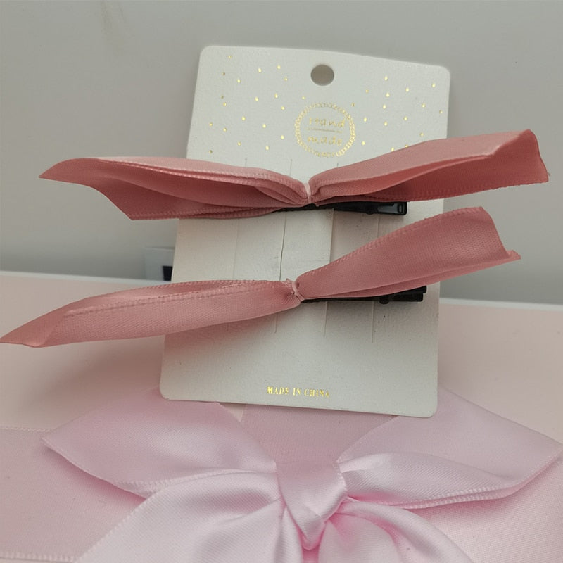 2pcs Black White Ribbon Hair Bows Clips Vintage Bowknot Side Hairpin Cute Girls Barrettes Headdress Hair Accessories for Women