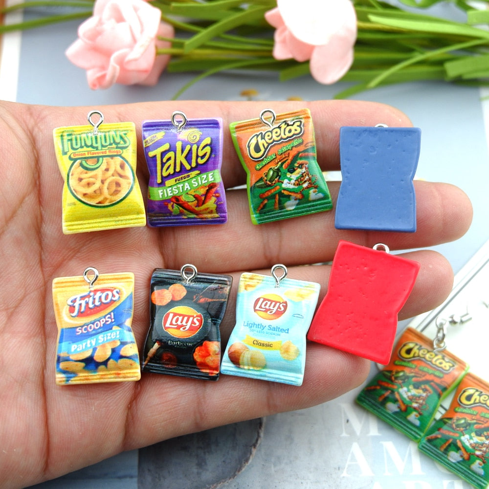 Kawaii Potato Chips Snacks Charms for Jewelry Making Earring Bracelet Pendant Accessories Findings Diy Wholesale Bulk