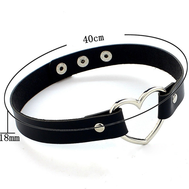 Fashion Pu Leather Choker Necklace Heart Buckle Collar Women Girls Punk Rock Party Jewlry Accessories Gift Gothic Black Necklace