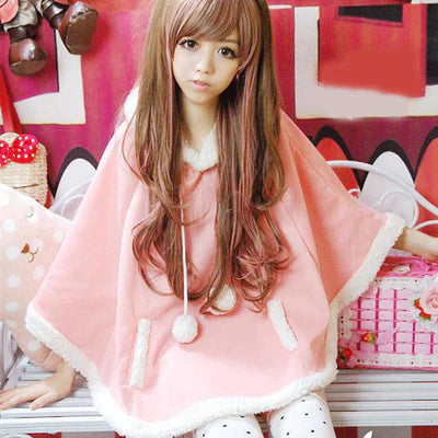 Soft Kawaii Poncho Cape 6 Colors Adorable & Cozy Women's Hooded Jacket