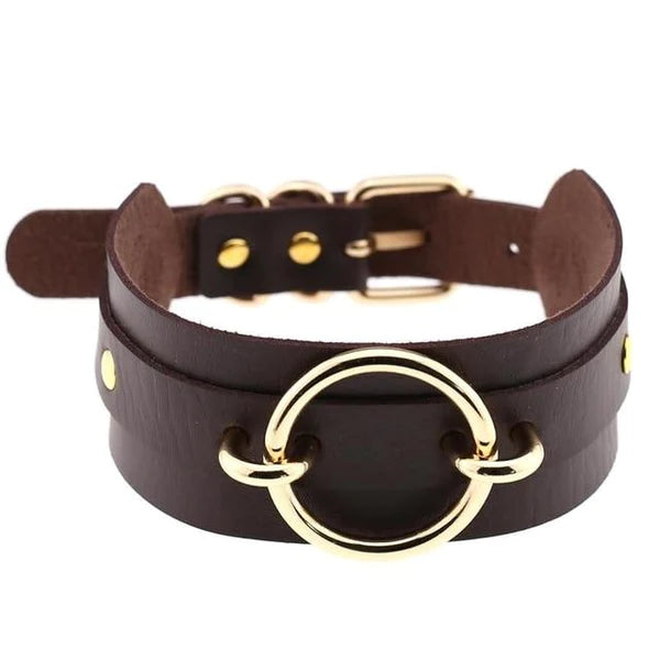 Gorgeous Vegan Leather O-Ring Choker Necklace 16 Colors