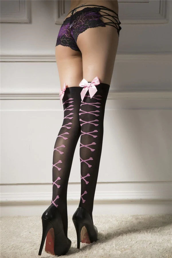 Ribbon Corset Stockings Adorable Thigh Highs Elegant Kawaii Fashion