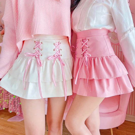 Pleated Pink & White Lolita Tennis Skirt Captivating Princess Design