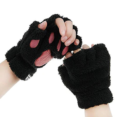 Cozy Kitten Mittens Women's Soft Fingerless Gloves for Kitty Cats