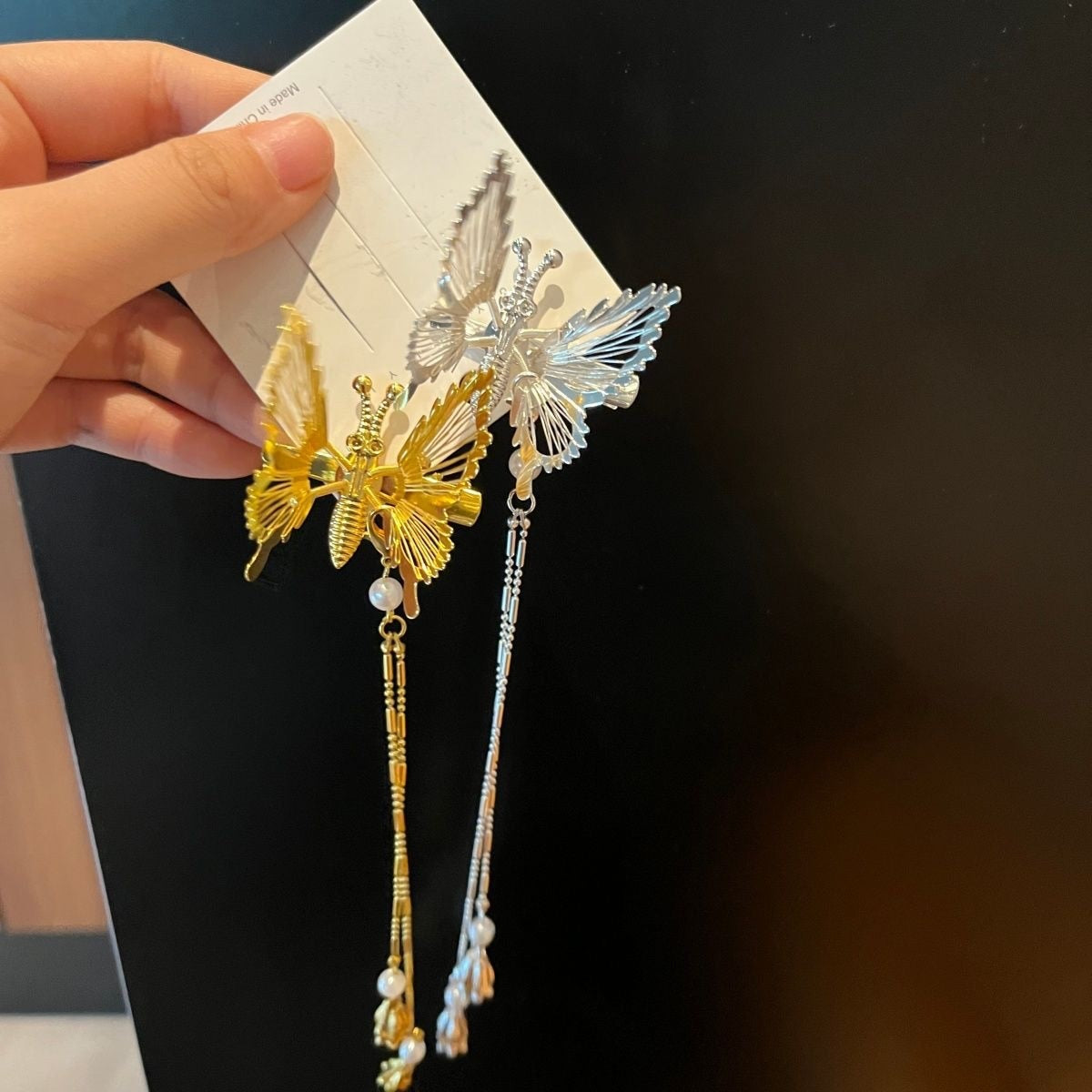 Elegant Tassel Butterfly Hairpin Female Antique Accessories Trembling Butterfly Side Clip Moving Butterfly Hairpin Headdress