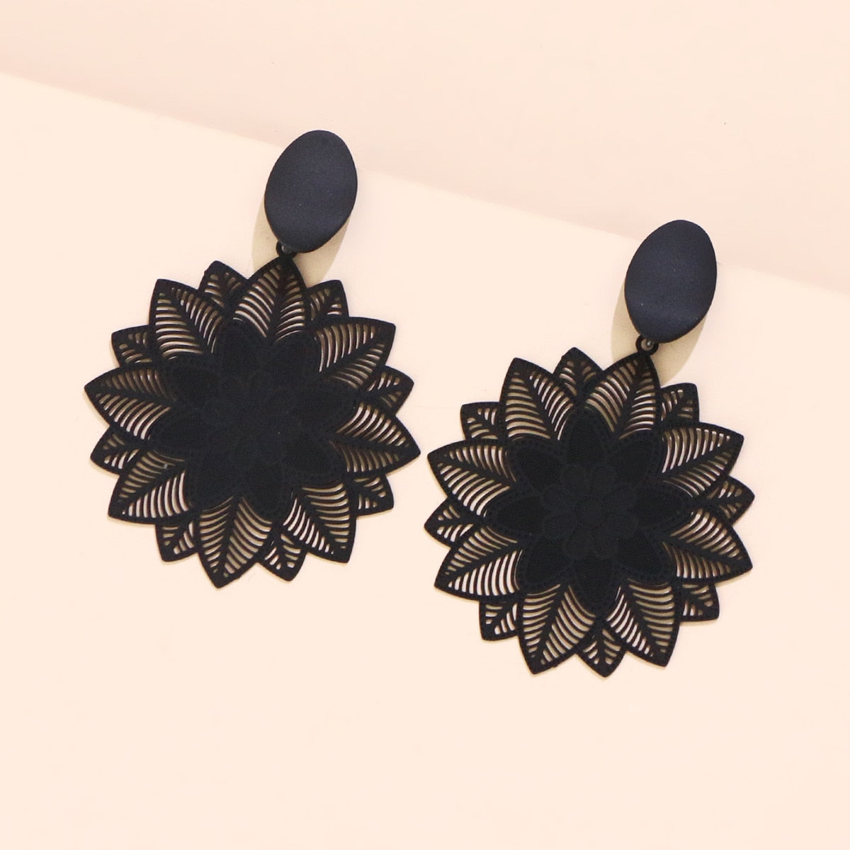 Big Black Flower Hanging Earrings For Women Exaggerated Rock Personality Cерьги Wedding Party Jewelry Valentine's Day Girl Gift