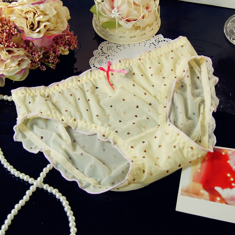 Basic Classic Mesh Transparent Elastic Underwear Ladies Print Plus Size Mid-waist Lace Panties Underwear Panties Cute