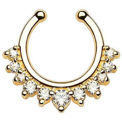 1/2Piece Stainless Stell Fake Nose Ring Septum Piercing Jewelry Crystal Fake Septum Piercing Ring Bulk Faux Nose Piercing Lot