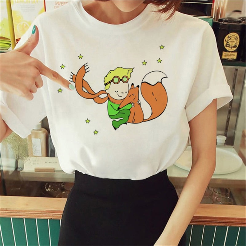 Hot Spring Summer Little Prince Graphic Women's T-Shirt Little Prince Graphic Tees Vouge Shirts For women O-Neck Short Sleeve
