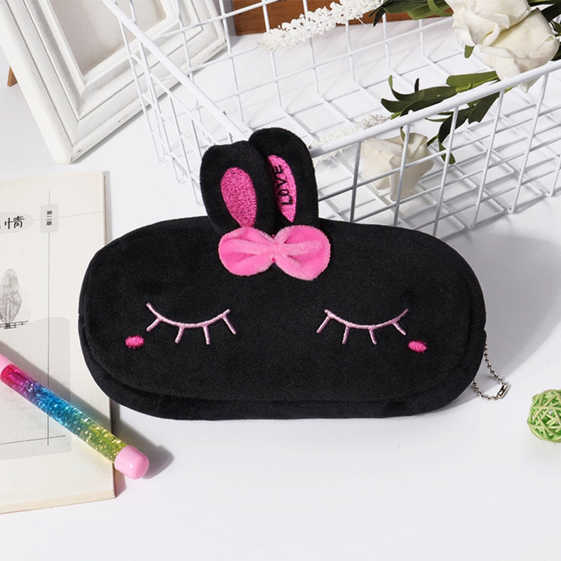 1Pcs Kawaii Cartoon Pencil Case Plush Cute Handle Pencilcase School Supplies Pencil Bag for Boy Girl Stationery Pouch