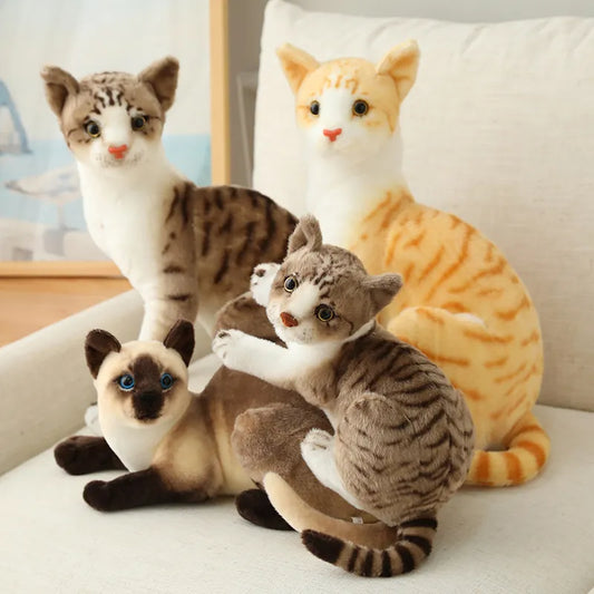 Stuffed Lifelike Siamese Cats Plush Toy Realistic American Shorthair Cute Cat Doll Pet Toys Home Decor Gift For Girls birthday