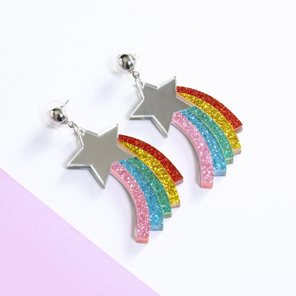 Donarsei Fashion Colorful Rainbow Earrings For Women Cute Cartoon Cloud Heart Drop Dangle Earrings Gift