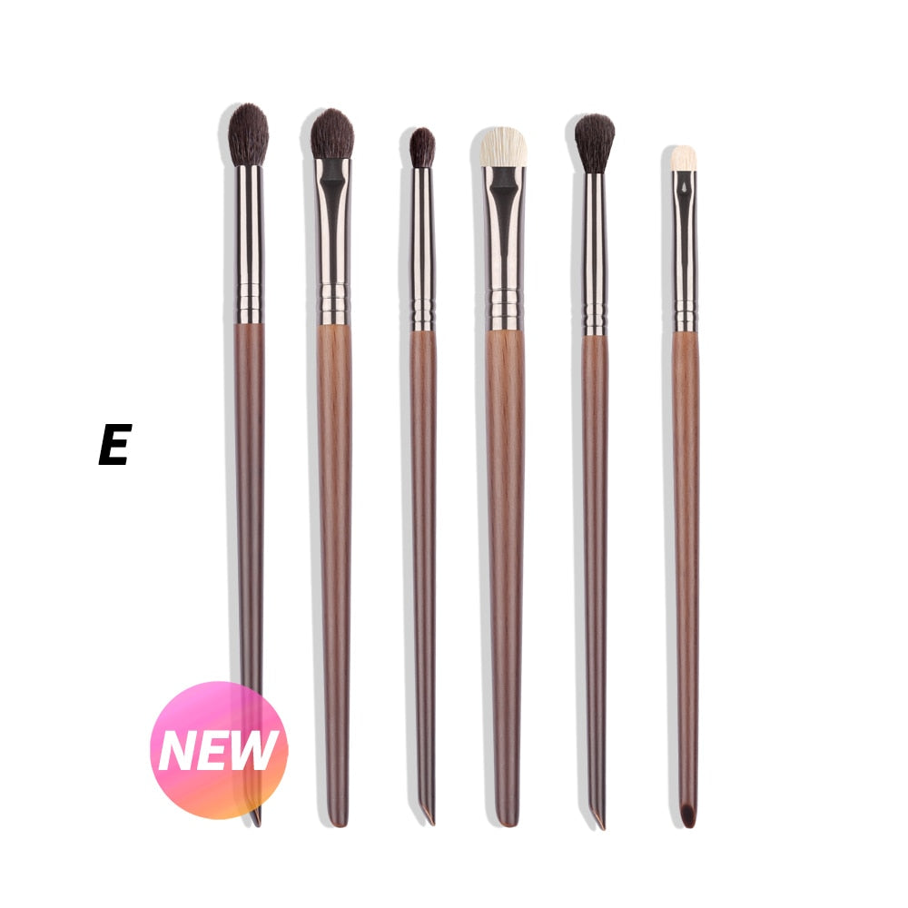 OVW Cosmetic 2/6 pcs Makeup Eye Shadow Brush Set Goat Hair Tool Ultra Soft Make Up Tapered Blender Diffuse Kit Cut Crease Brush