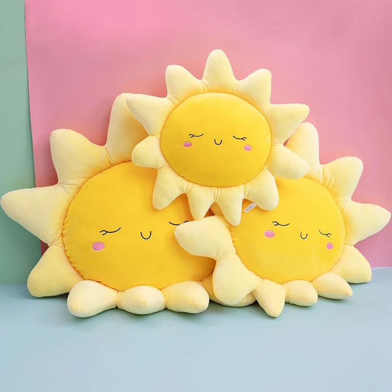 Sun Plush Toy 60cm Pink Blue Cloud Stuffed Animal Plushies Cute Kawaii Cartoon Car Pillow Bed Sofa Cushion Soft Doll Home Decor Kids Birthday Gift