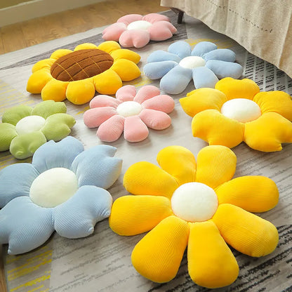 DG Stuffed Six Petal Flower Cushion Girly Room Decor Sunflower Pillow Bay Window Pink Flower Sit  for Kids Bedroom Seat Pillow