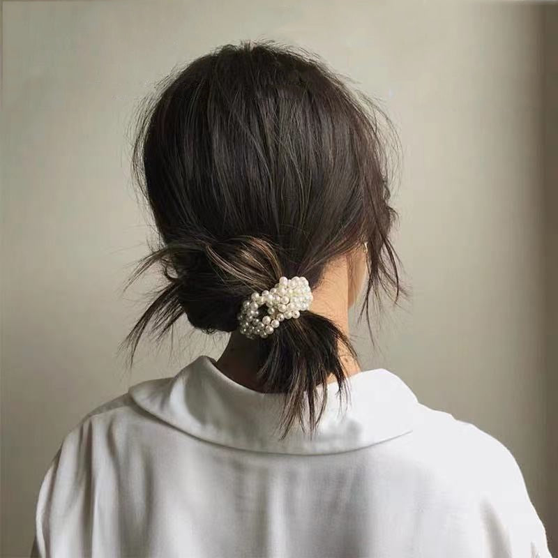 14 Colors Woman Elegant Pearl Hair Ties Beads Girls Scrunchies Rubber Bands Ponytail Holders Hair Accessories Elastic Hair Band