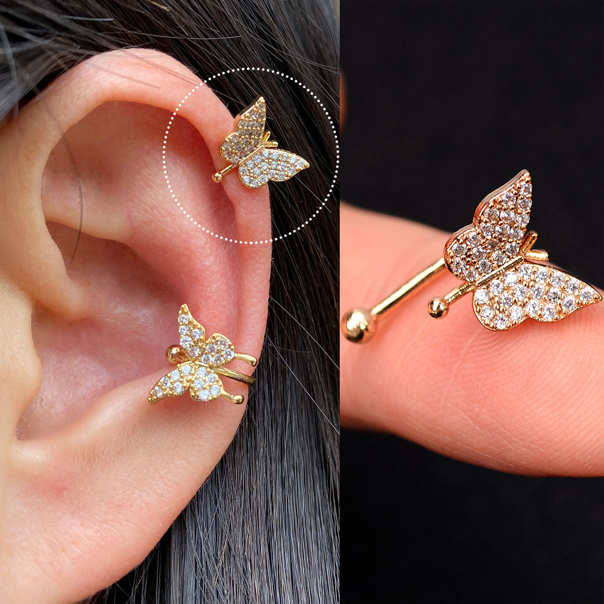 1pcs Simple Flower Shape Zircon Ear Cuff for Women Charming Crystal Clip on Earrings Earcuff Without Piercing  Fashion Jewelry