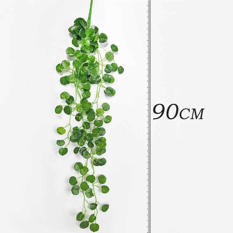 90cm Artificial Vine Plants Hanging Ivy Green Leaves Garland Radish Seaweed Grape Fake Flowers Home Garden Wall Party Decoration