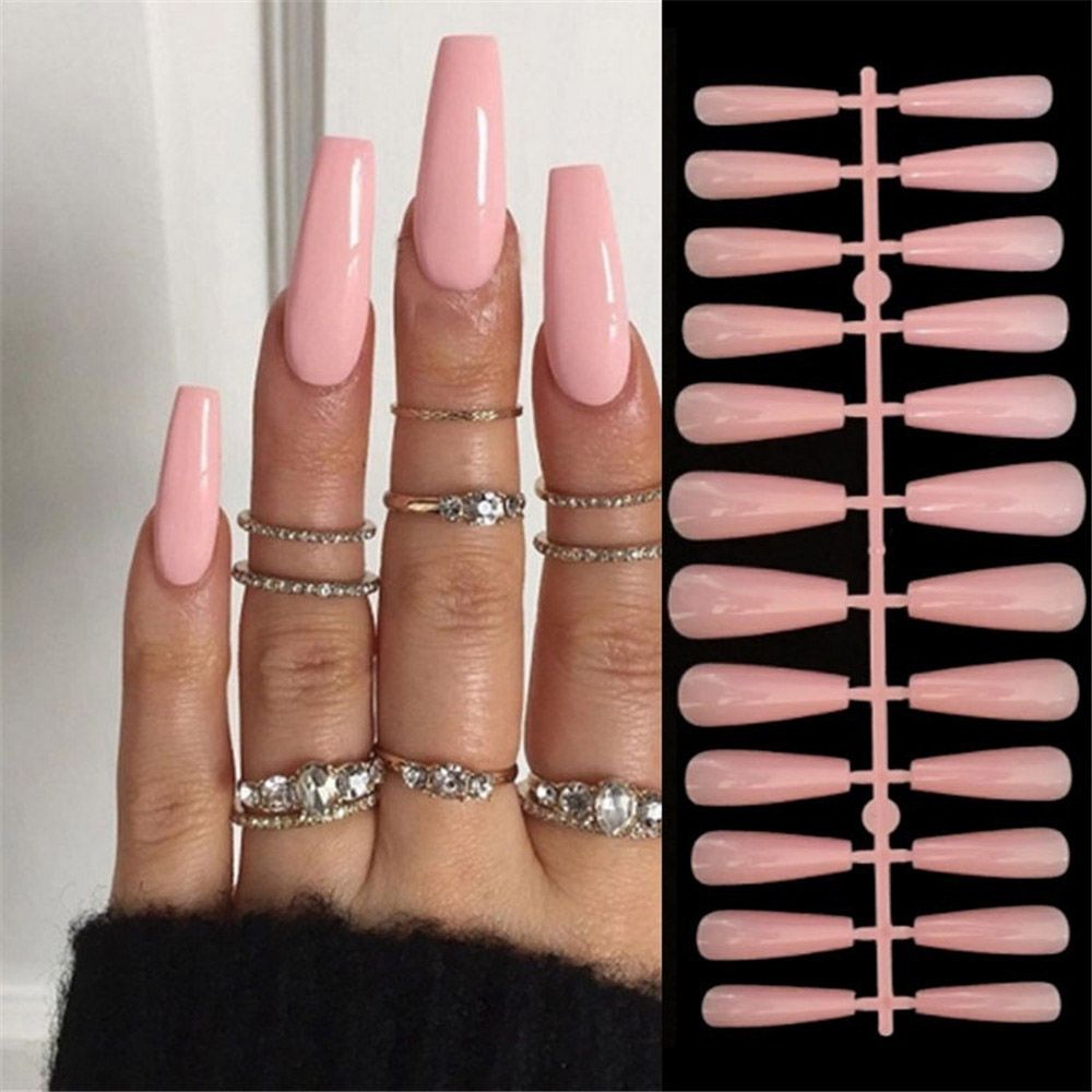 24Pcs Almond Fake Nail Gradient Simple French False Nails Daisy Flower Design Manicure Nails Detachable Full Cover Press On Nail