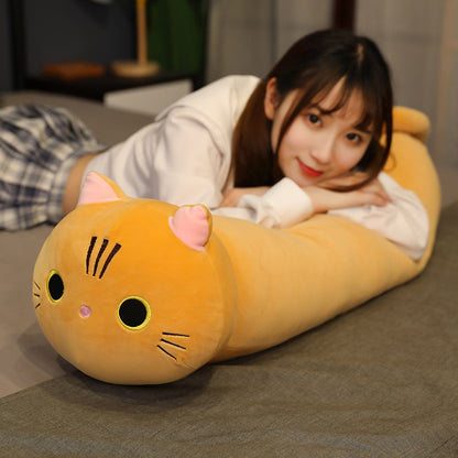 35-100cm Kawaii Lying Cat Plush Soft Pillow Cute Stuffed Animal Toys Doll Lovely Toys for Kids Girls Valentines Birthday Gift