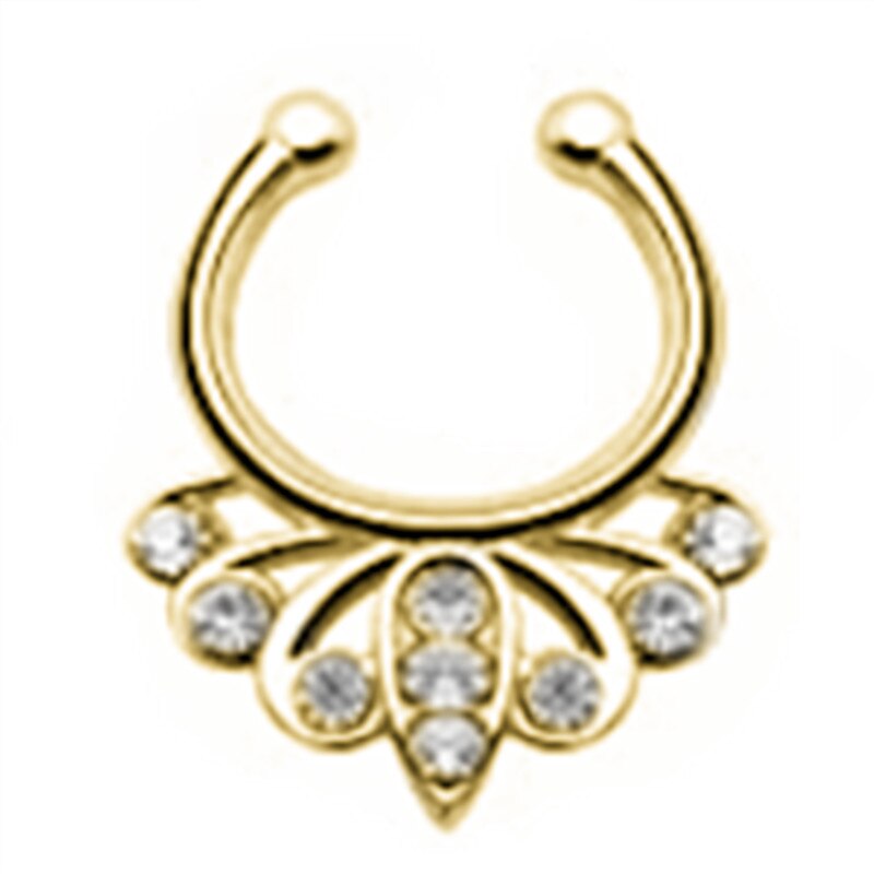 1/2Piece Stainless Stell Fake Nose Ring Septum Piercing Jewelry Crystal Fake Septum Piercing Ring Bulk Faux Nose Piercing Lot